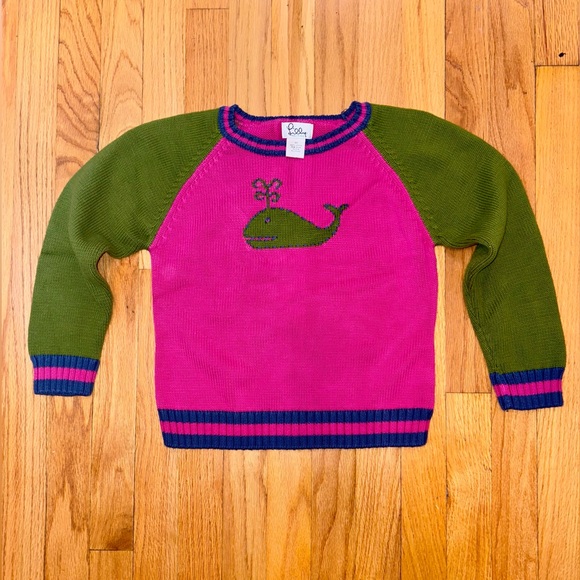 ✨ Lilly Pulitzer ✨ Adorable Pink and Green Whale Embroidered Sweater Size 10 - Picture 2 of 5